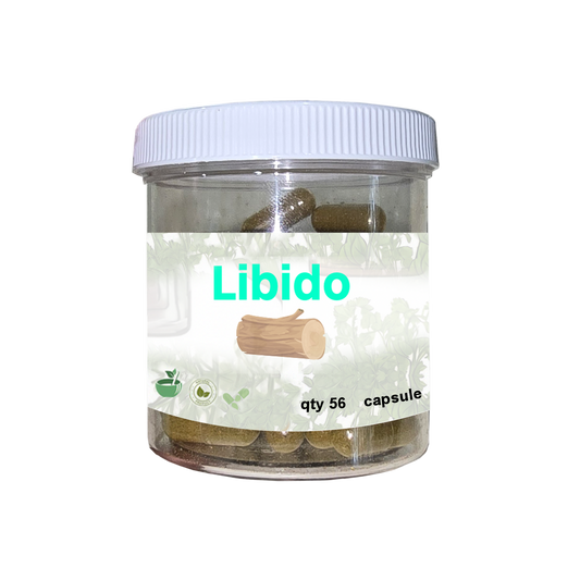 Jar labeled 'Libido' containing capsules