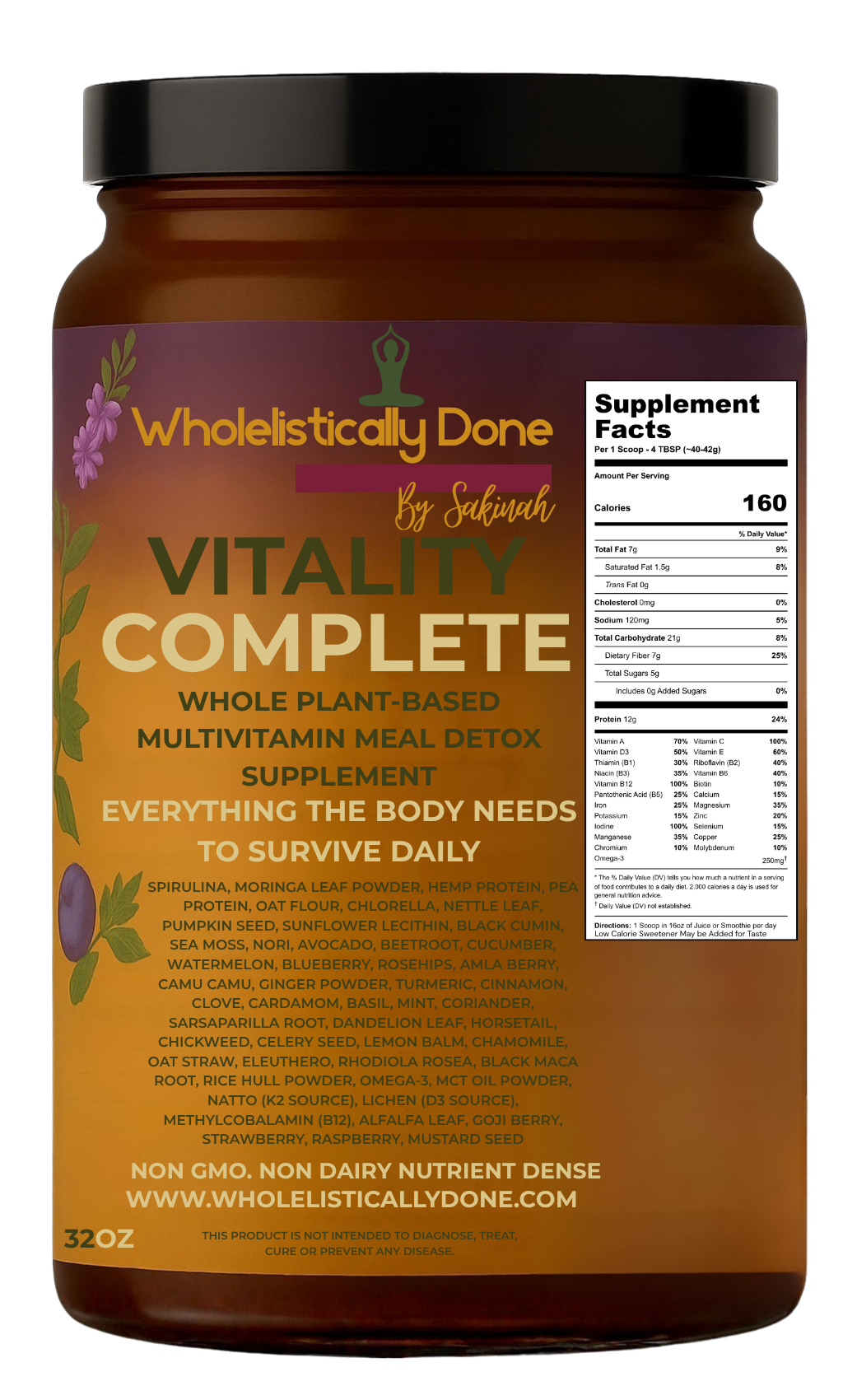 Vitality COMPLETE Whole Plant Based Multi-Vitamin Meal Detox Replacement